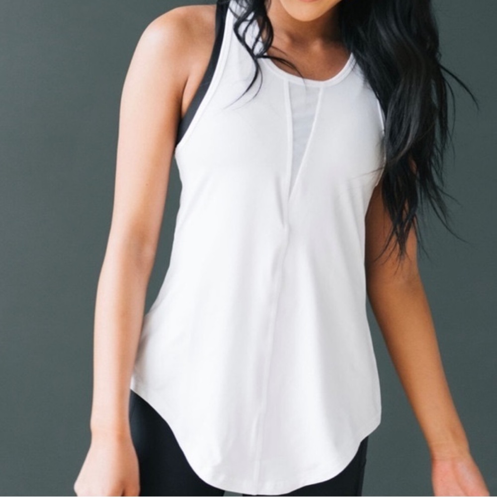 Zyia White Effortless Mesh Triangle Tank